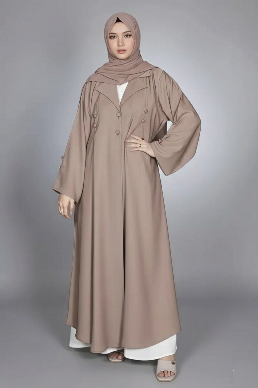 Colored Coat Style Abaya with Button Style OL-1121_(1)