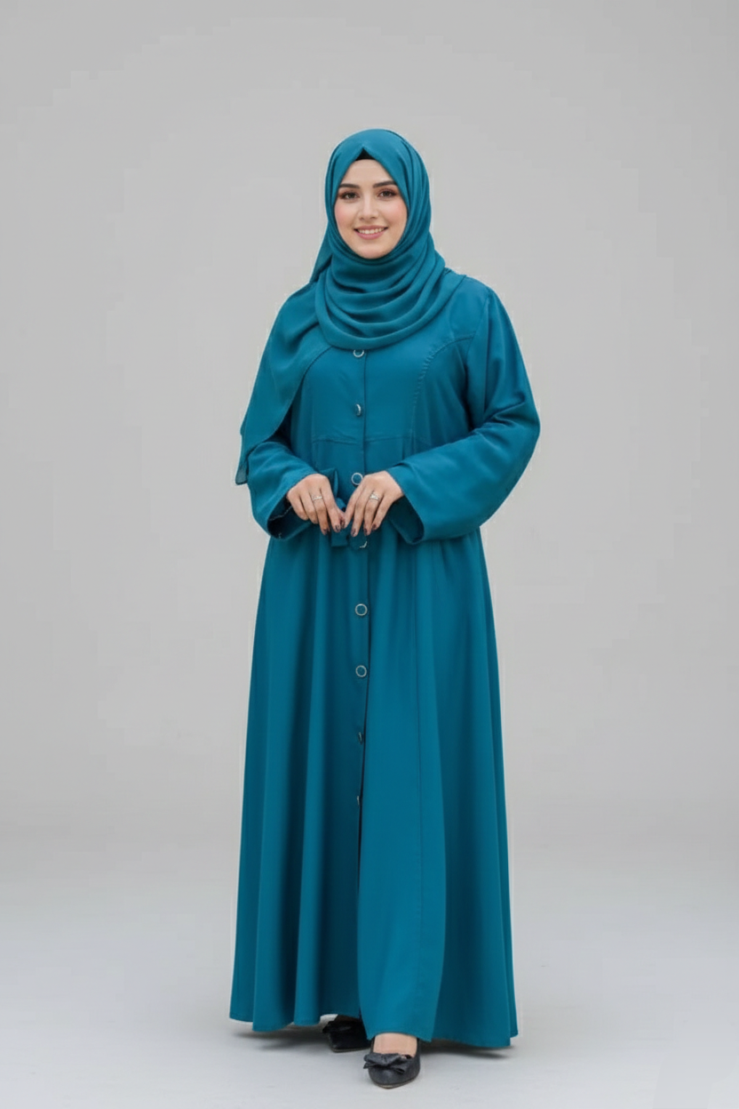 Zinc Colored Front Open Abaya OL-899(1)