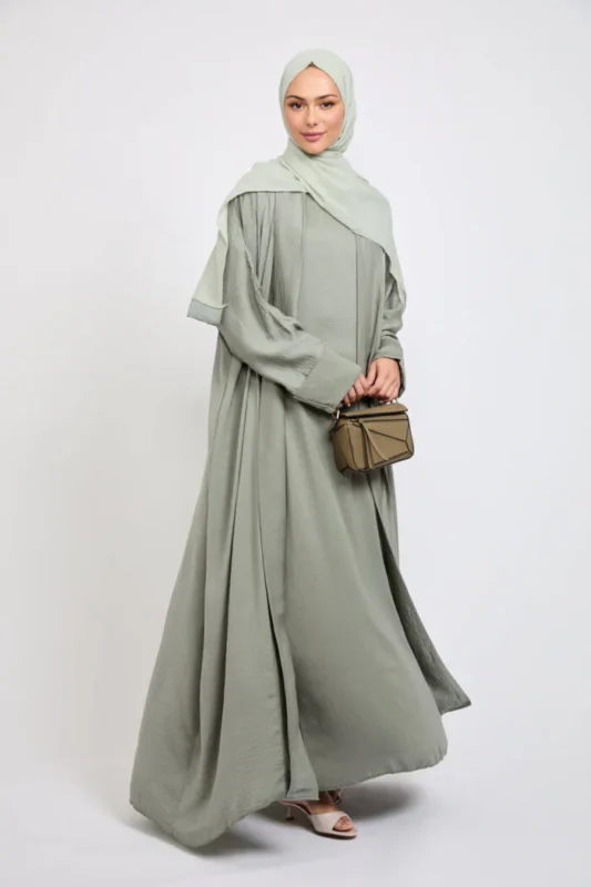 linen abaya green